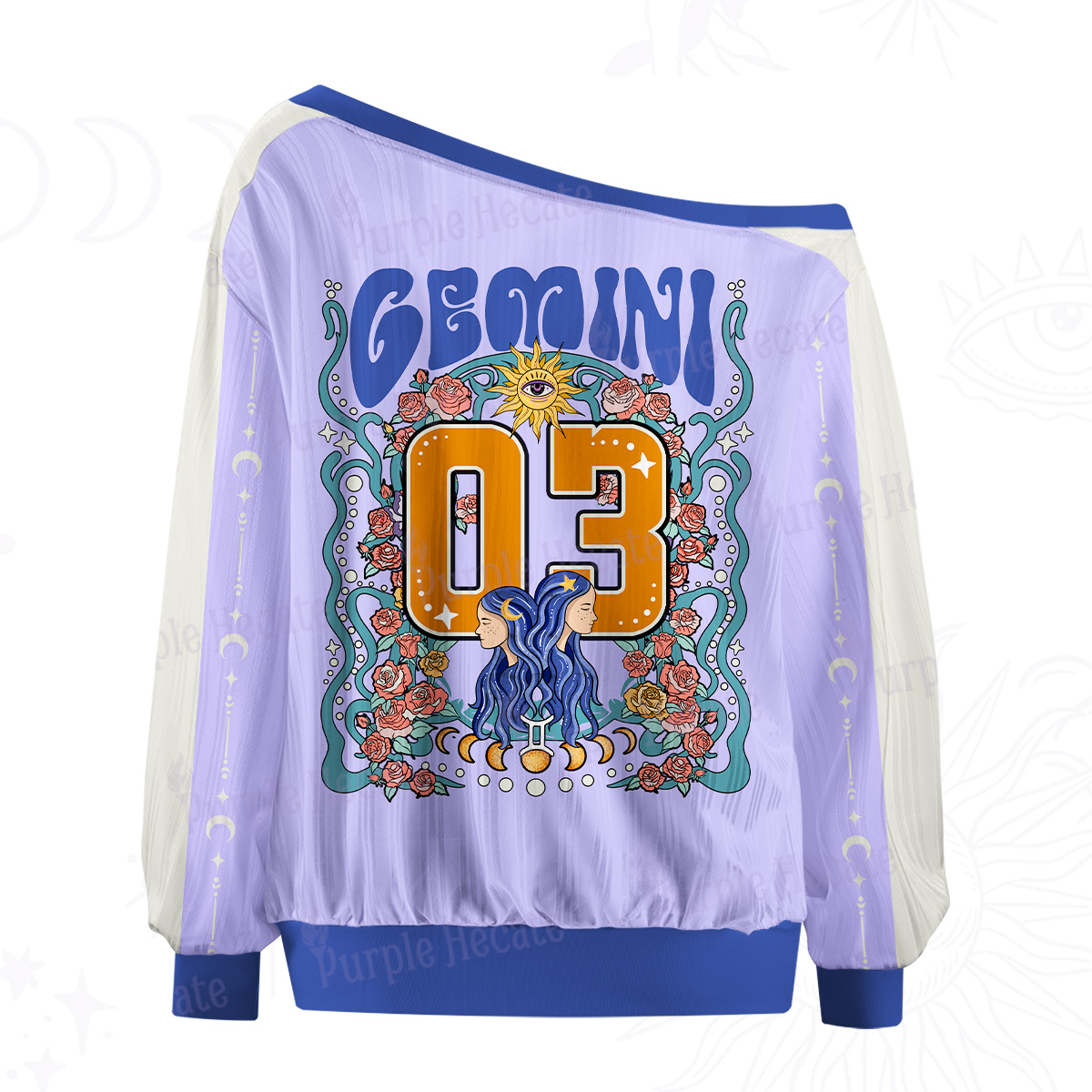 Purplehecate Gemini Spirit Zodiac Off The Shoulder Graphic Jersey