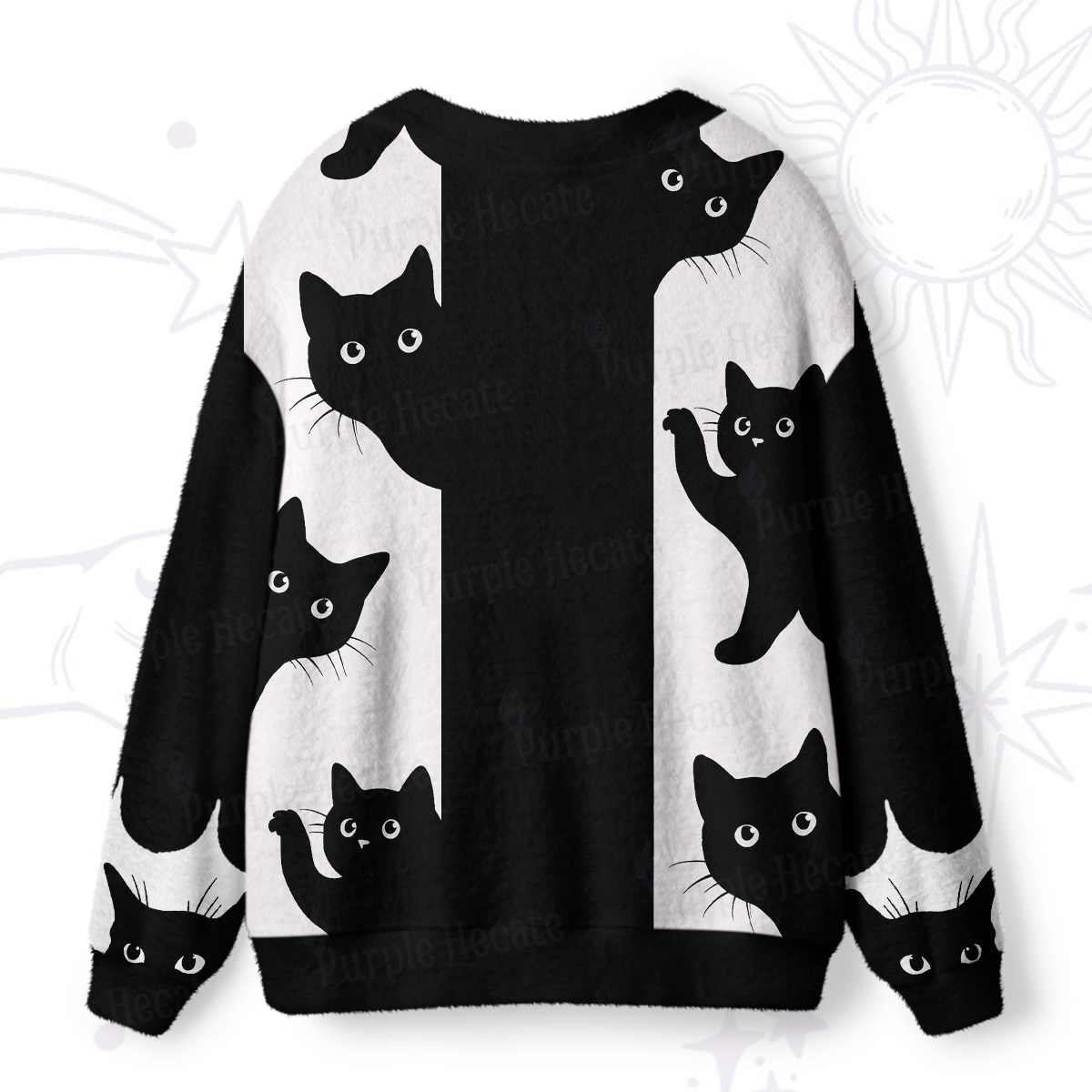 Purplehecate Peekaboo Cats Ugly Cardigan Sweaters