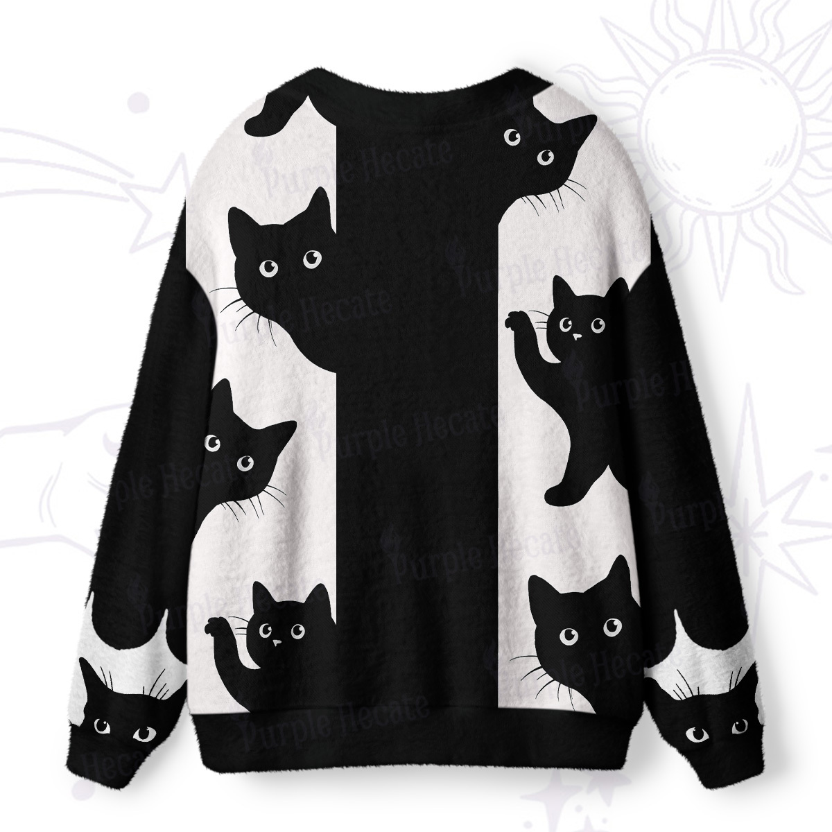 Purplehecate Peekaboo Cats Ugly Cardigan Sweaters