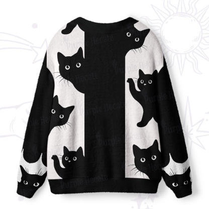 Purplehecate Peekaboo Cats Ugly Cardigan Sweaters