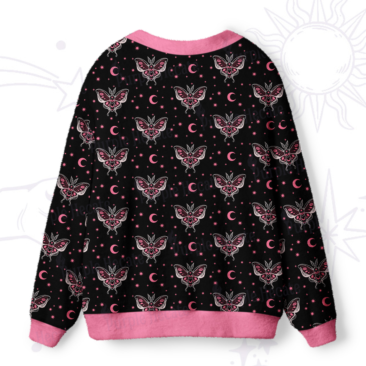 Purplehecate Witchy Lunar Moth Night Ugly Cardigan Sweaters