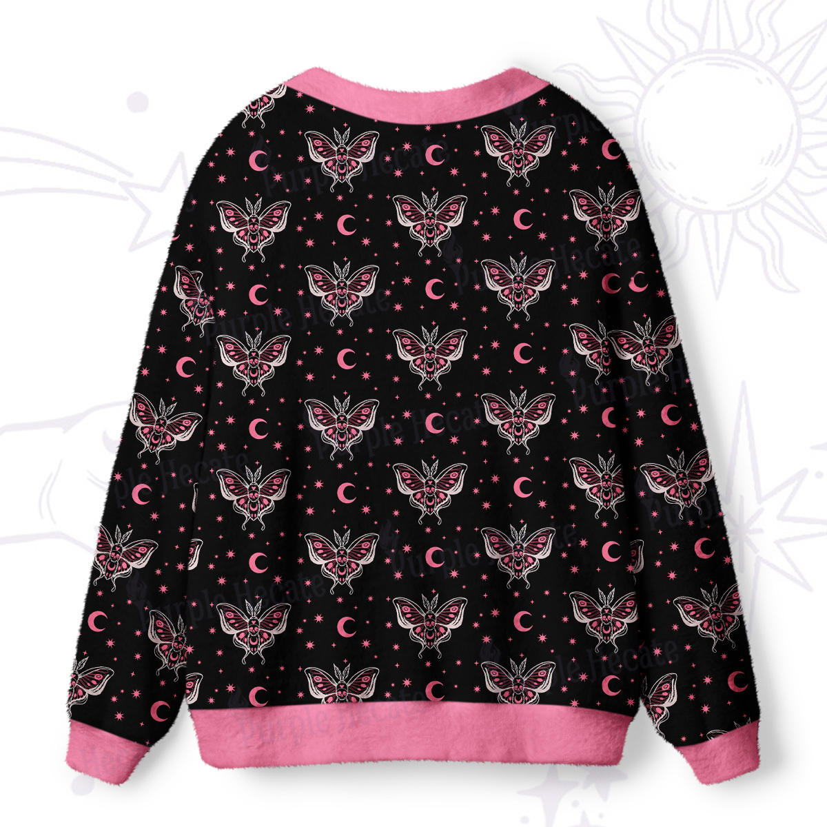 Purplehecate Witchy Lunar Moth Night Ugly Cardigan Sweaters