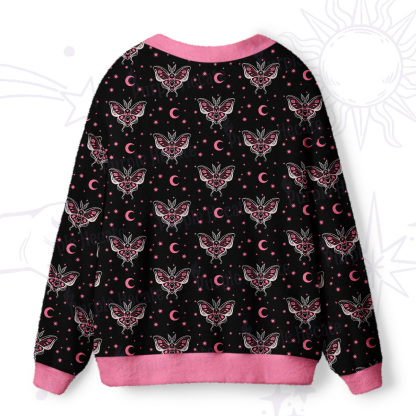 Purplehecate Witchy Lunar Moth Night Ugly Cardigan Sweaters