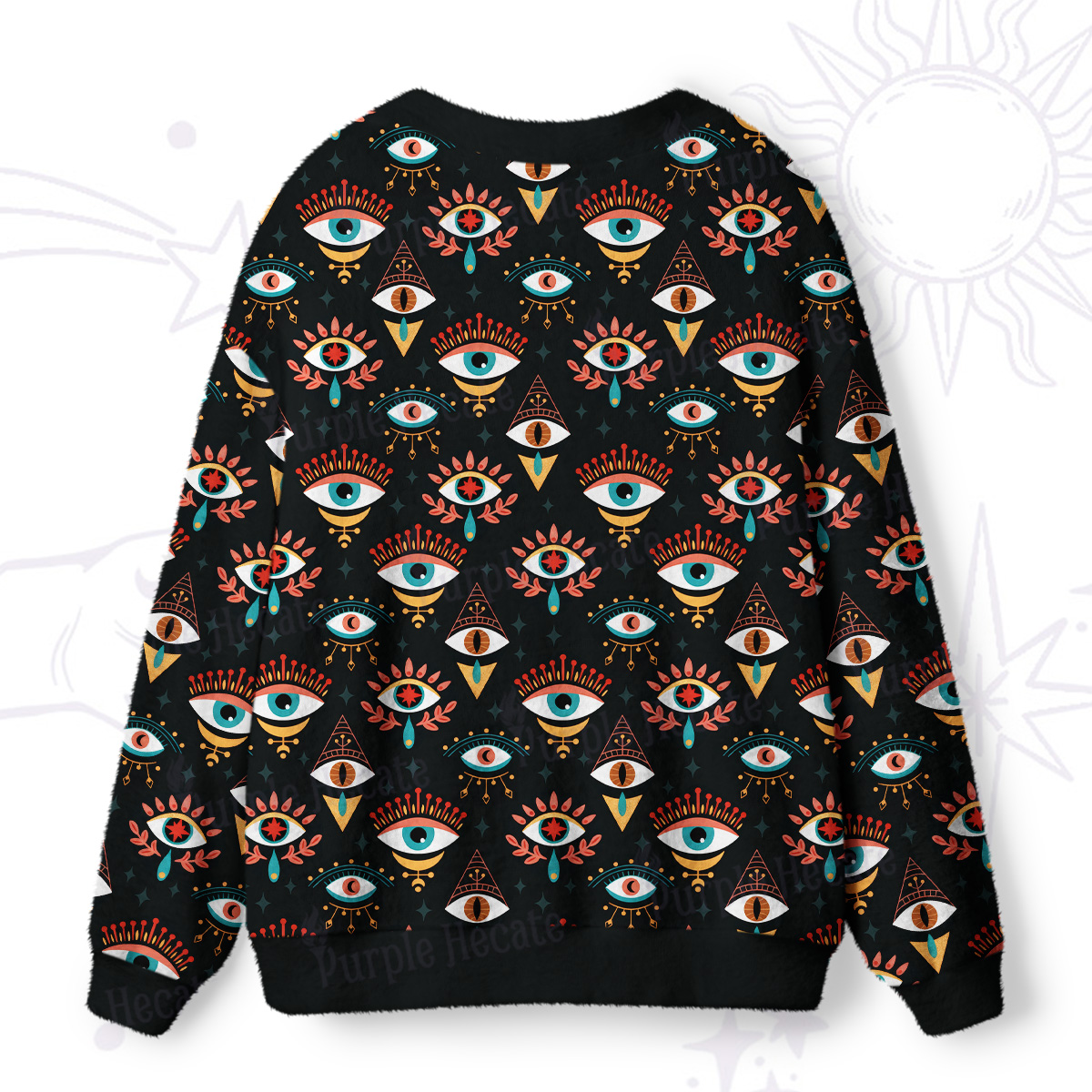 Purplehecate Evil Eye Pattern Ugly Cardigan Sweaters