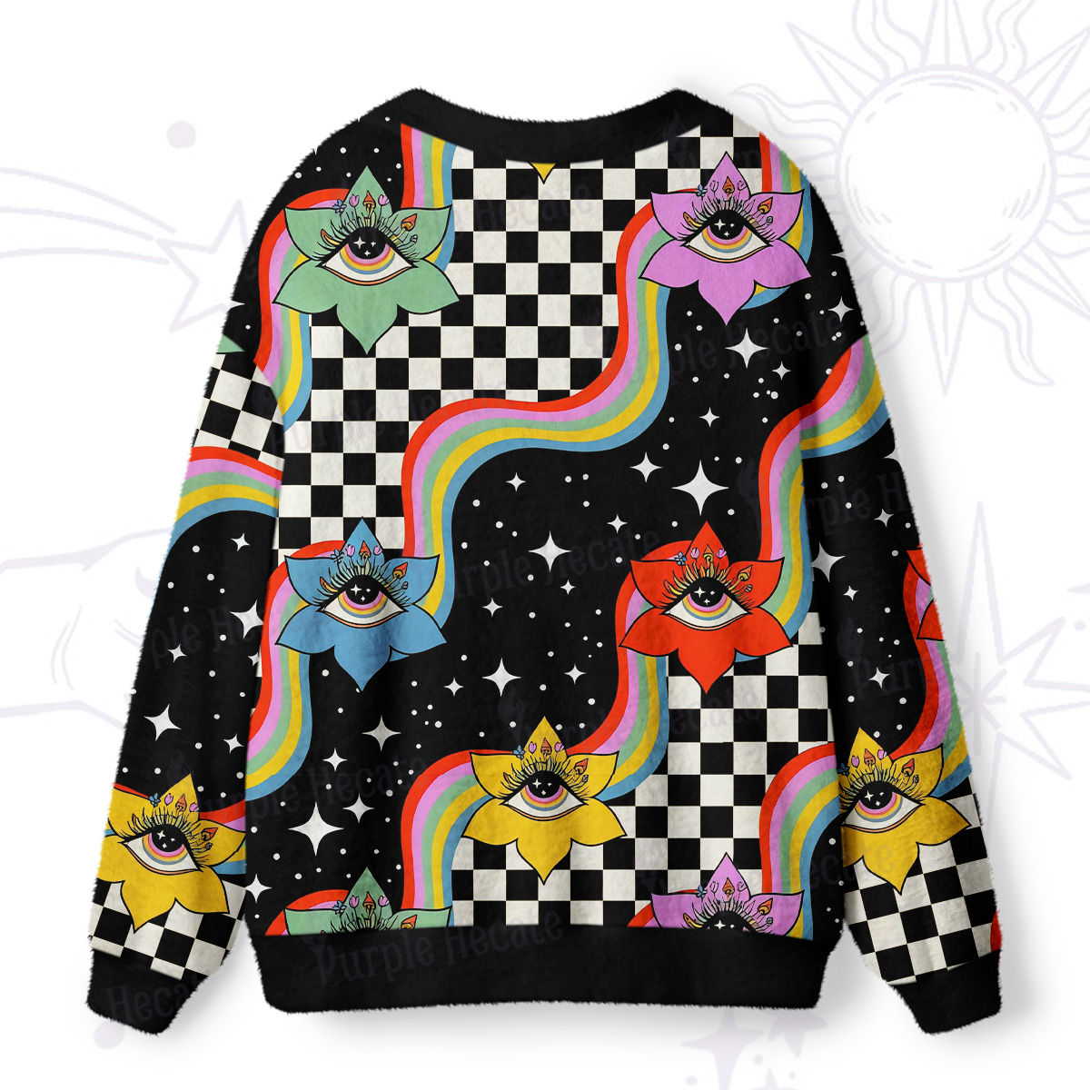 Purplehecate Enchanted Eye Blossom Ugly Cardigan Sweaters