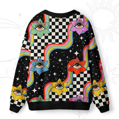Purplehecate Enchanted Eye Blossom Ugly Cardigan Sweaters