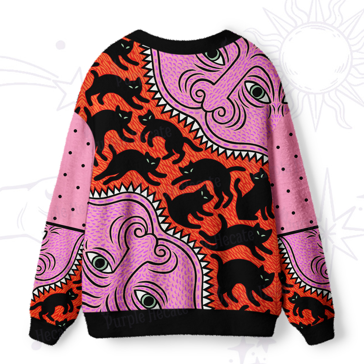 Purplehecate Cats for the Devil’s Feast Ugly Cardigan Sweaters