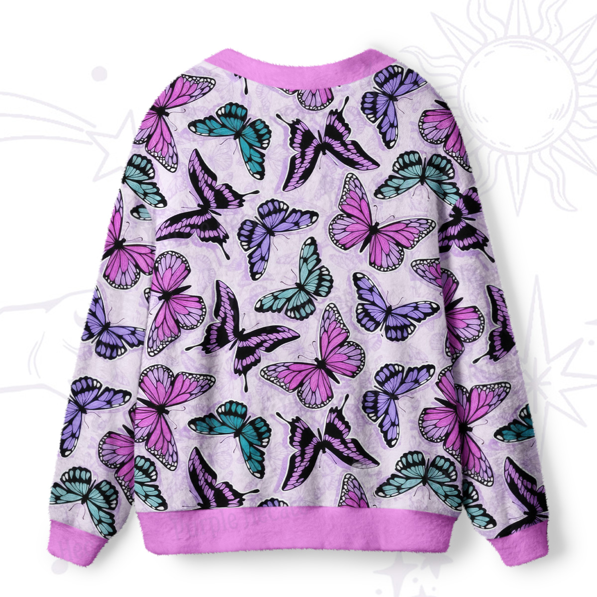 Purplehecate Whimsical Butterfly Ugly Cardigan Sweaters