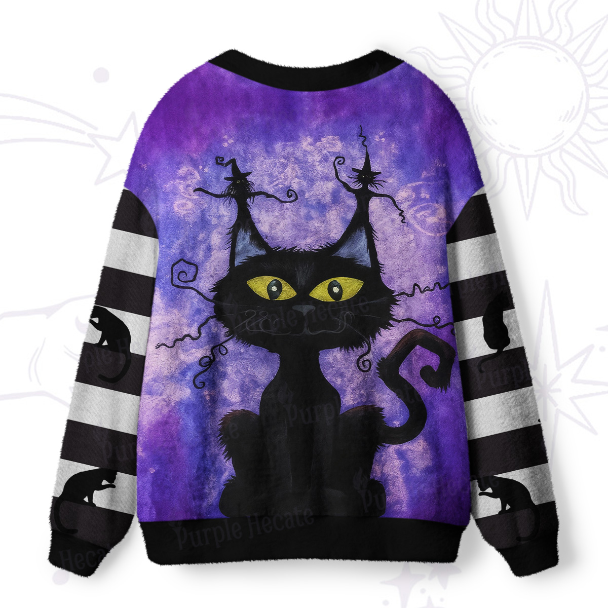Purplehecate Witchy Cat Whiskers Ugly Cardigan Sweaters
