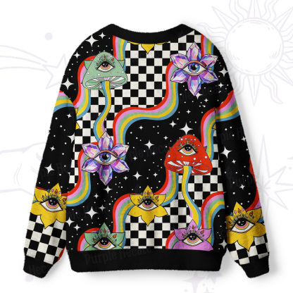 Purplehecate Enchanted Mushroom Eye Blossom Ugly Cardigan Sweaters