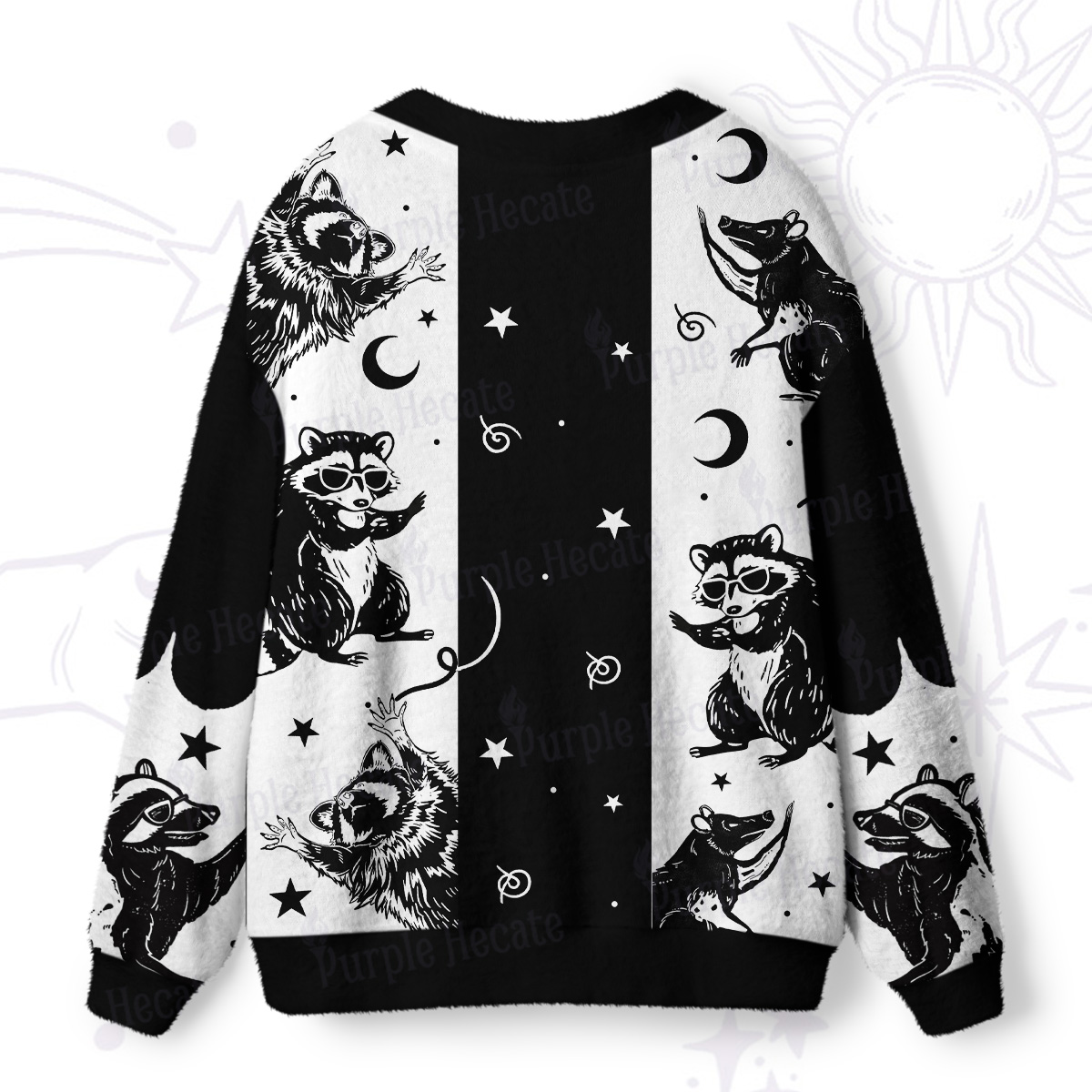 Purplehecate Galactic Raccoon Club Ugly Cardigan Sweaters
