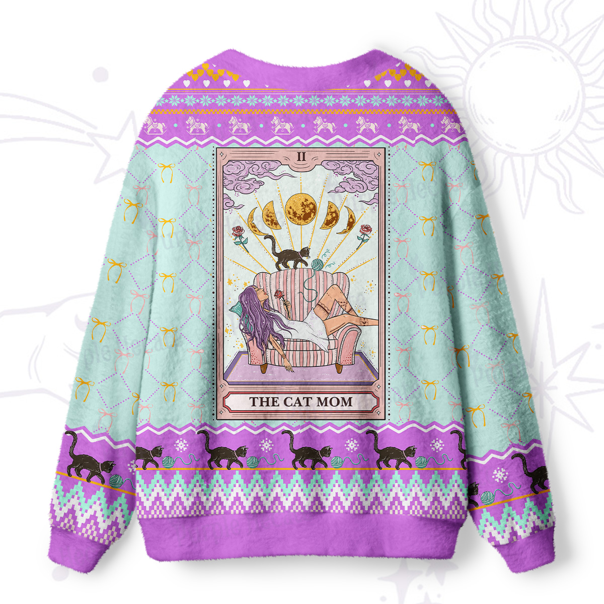 Purplehecate The Cat Mom Tarot Ugly Cardigan Sweaters