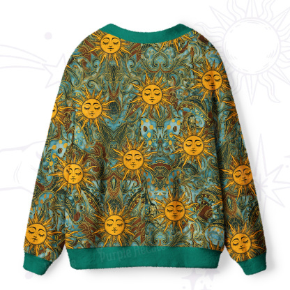 Purplehecate Golden Sun Wheel Ugly Cardigan Sweaters