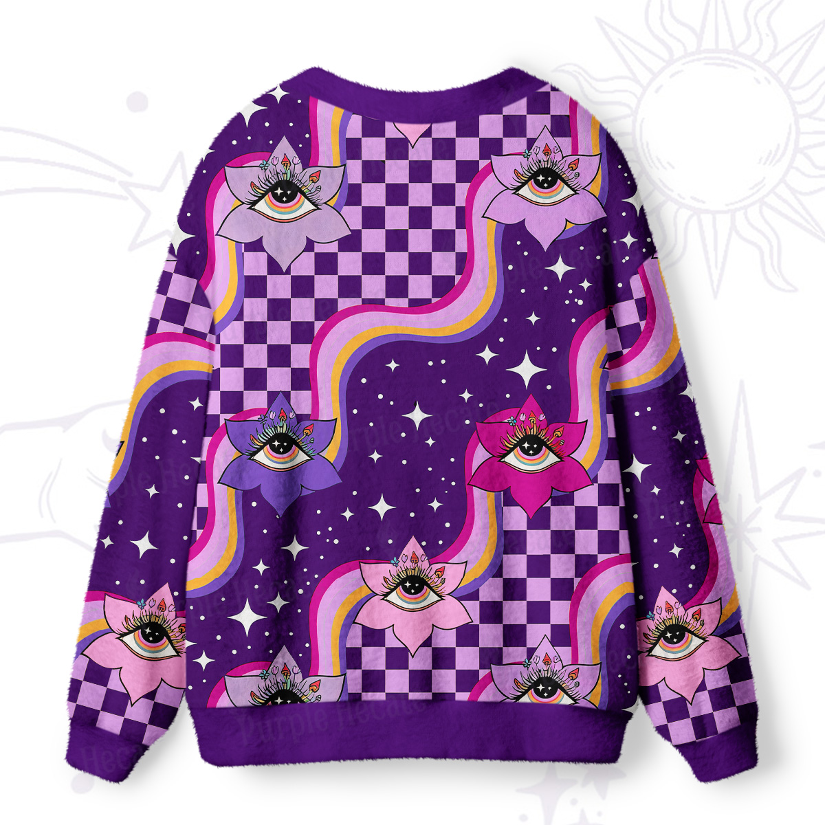 Purplehecate Trippy Eye Bloom Ugly Cardigan Sweaters
