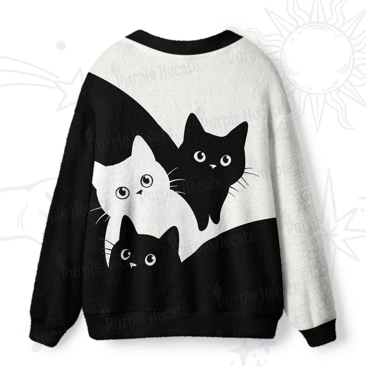 Purplehecate Curious Cats Ugly Cardigan Sweaters
