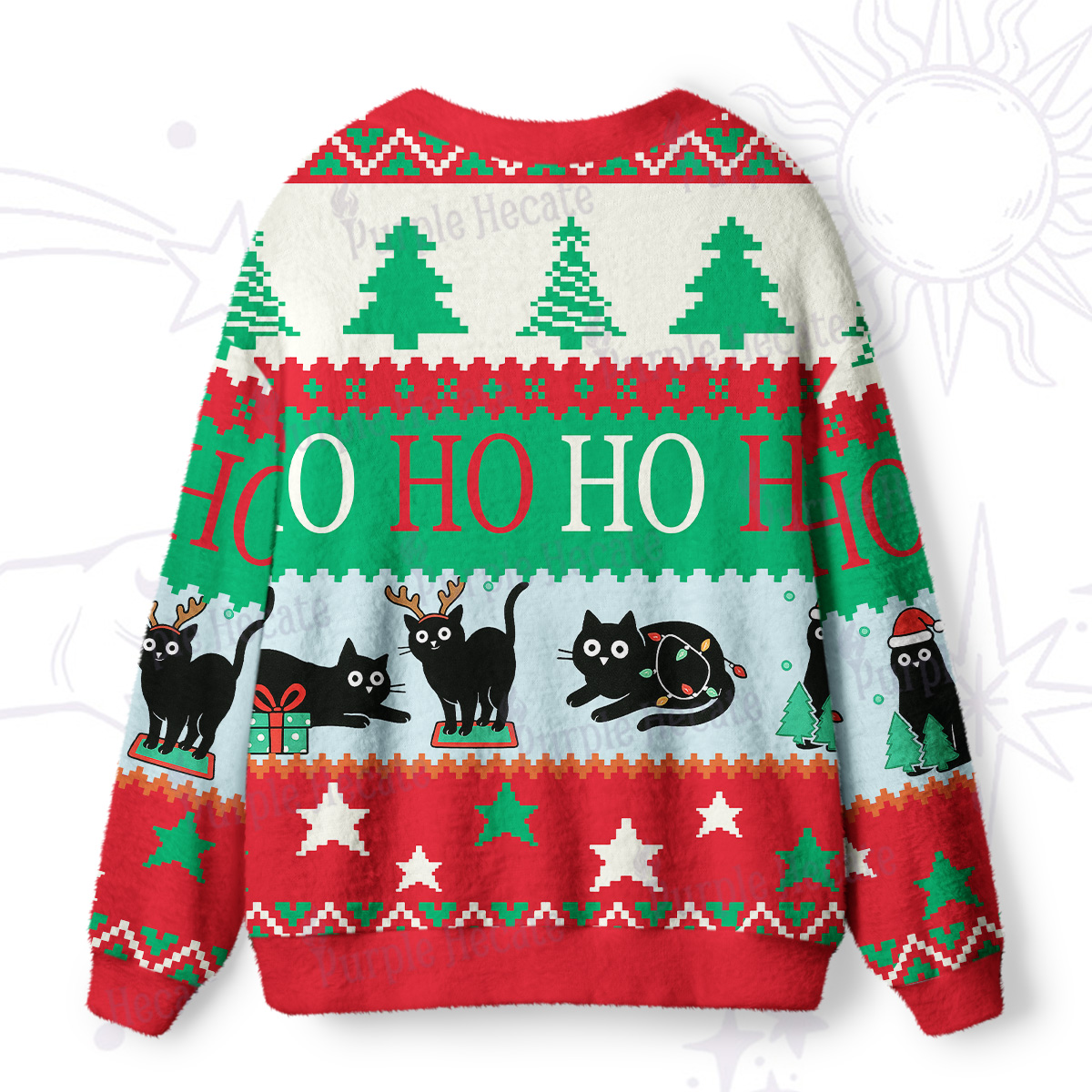 Purplehecate Ho Ho Ho Black Cat Ugly Cardigan Sweaters