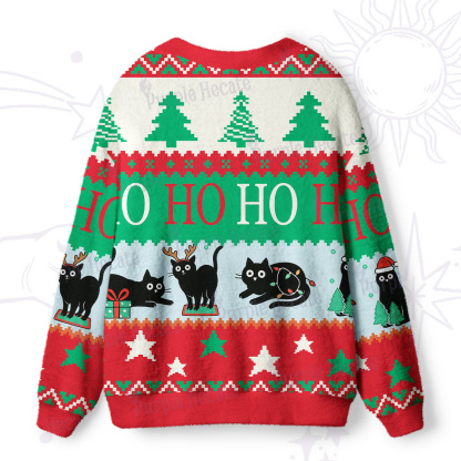 Purplehecate Ho Ho Ho Black Cat Ugly Cardigan Sweaters