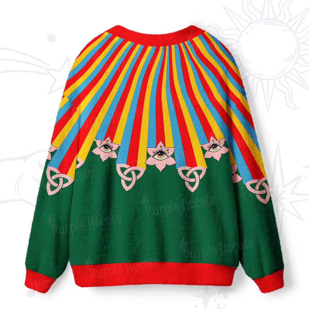 Purplehecate Rainbow Aura Lotus Eye Ugly Cardigan Sweaters