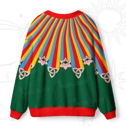 Purplehecate Rainbow Aura Lotus Eye Ugly Cardigan Sweaters