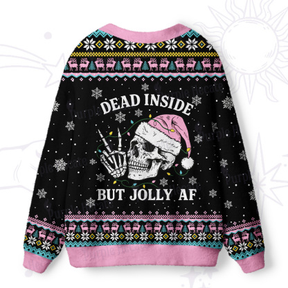 Purplehecate Dead Inside But Jolly AF Christmas Ugly Cardigan Sweaters