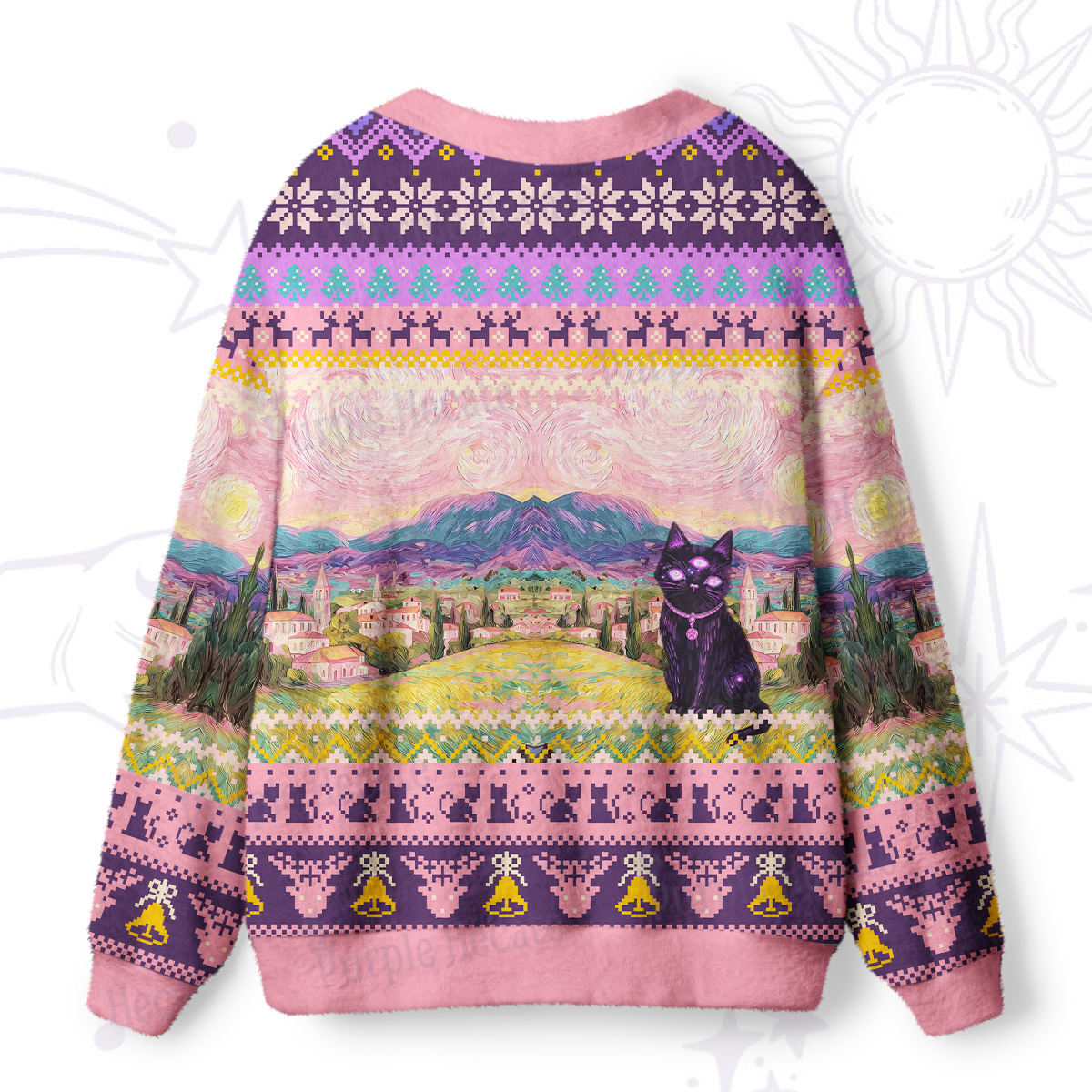 Purplehecate Garden Guardian Black Cat Ugly Cardigan Sweaters