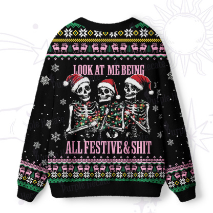 Purplehecate Look At Me Being All Festive And Shit Ugly Cardigan Sweaters