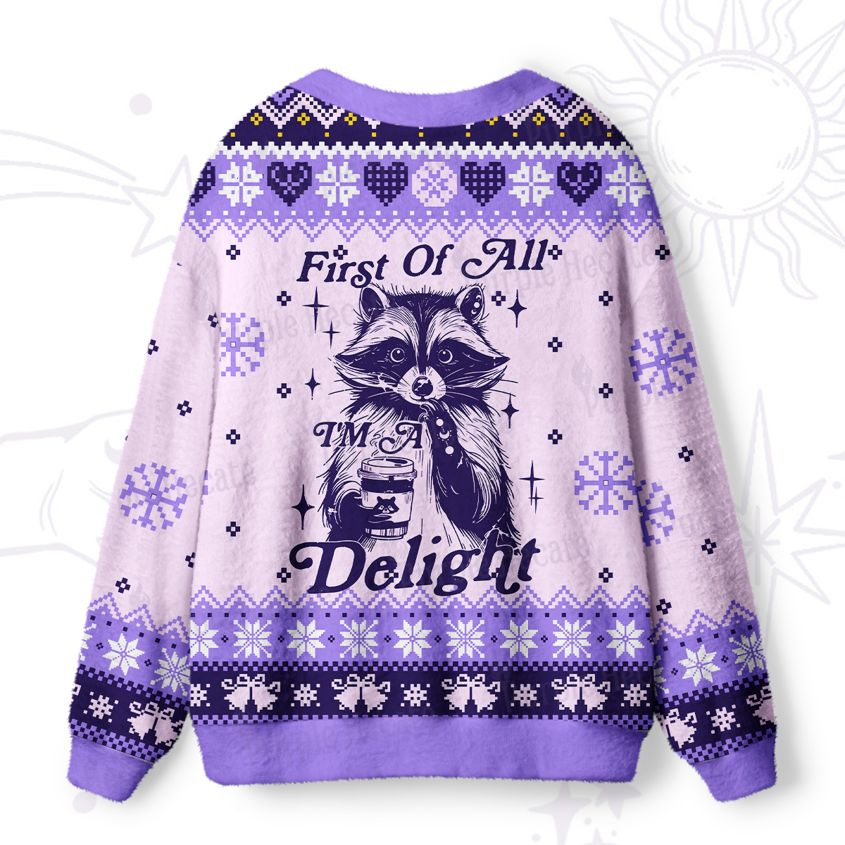Purplehecate First Of All I'm A Delightful Funny Raccoon Ugly Cardigan Sweaters