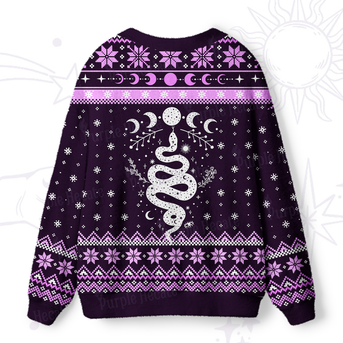 Purplehecate Snake And Moon Phase Comfort Ugly Cardigan Sweaters