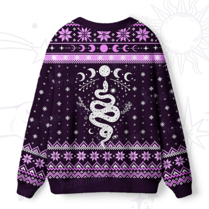 Purplehecate Snake And Moon Phase Comfort Ugly Cardigan Sweaters