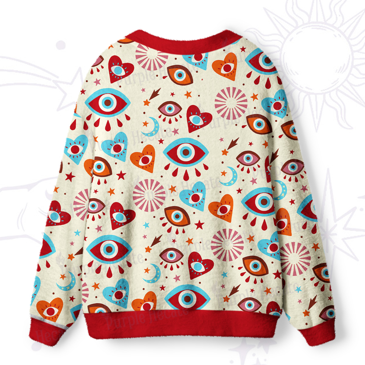 Purplehecate Protective Evil Eye Amulet Ugly Cardigan Sweaters