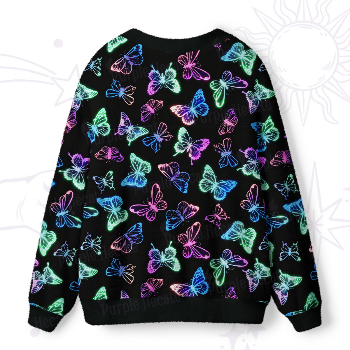 Purplehecate Neon Butterful Ugly Cardigan Sweaters