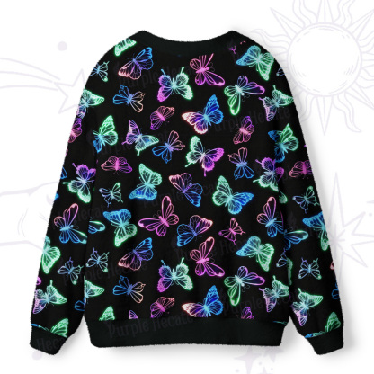 Purplehecate Neon Butterful Ugly Cardigan Sweaters