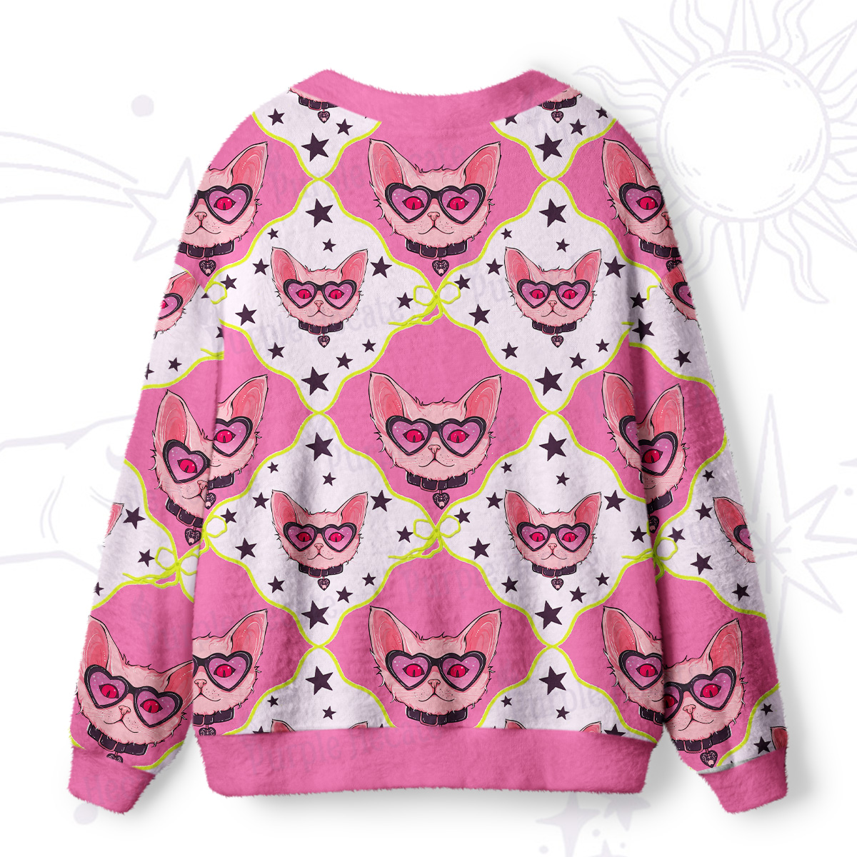 Purplehecate Slightly Wicked Cat Ugly Cardigan Sweaters