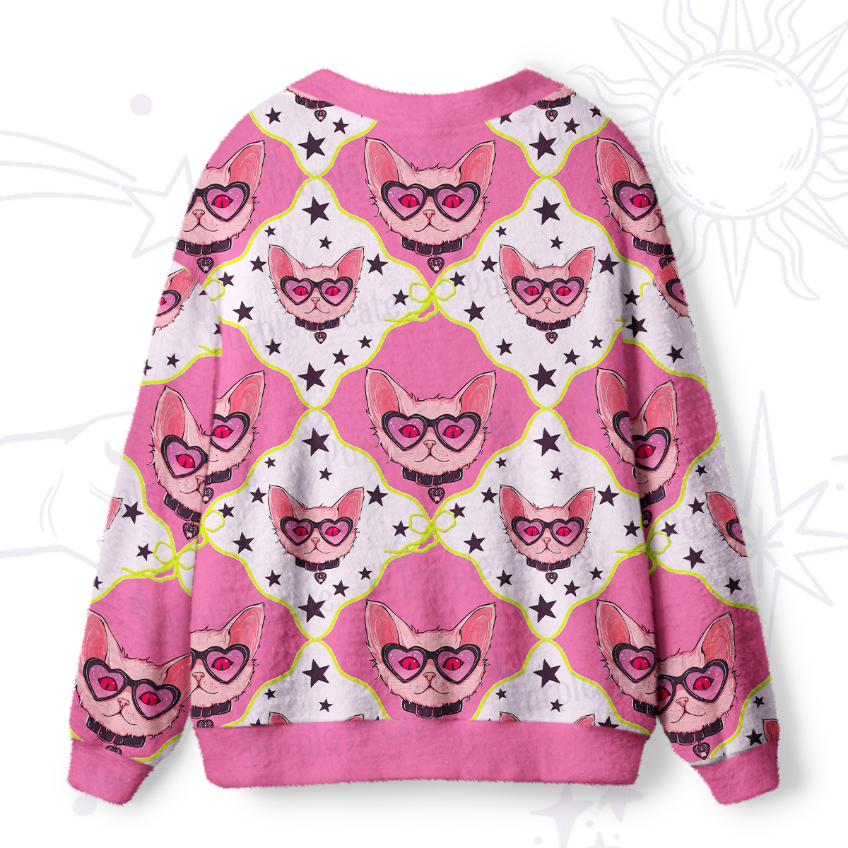 Purplehecate Slightly Wicked Cat Ugly Cardigan Sweaters