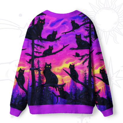 Purplehecate Twilight Forest Guardian Cat Ugly Cardigan Sweaters