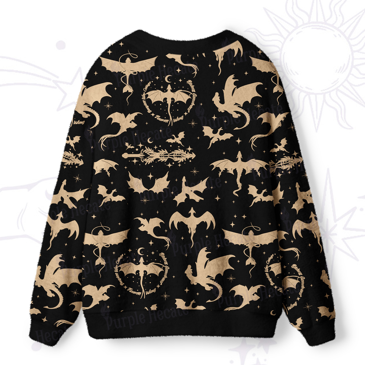 Purplehecate Fantasy Dragon Allover Ugly Cardigan Sweaters
