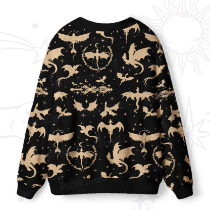 Purplehecate Fantasy Dragon Allover Ugly Cardigan Sweaters
