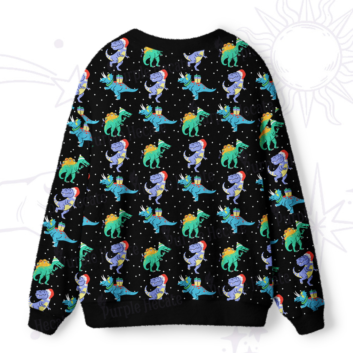Purplehecate Funny Christmas Dinosaurs Ugly Cardigan Sweaters