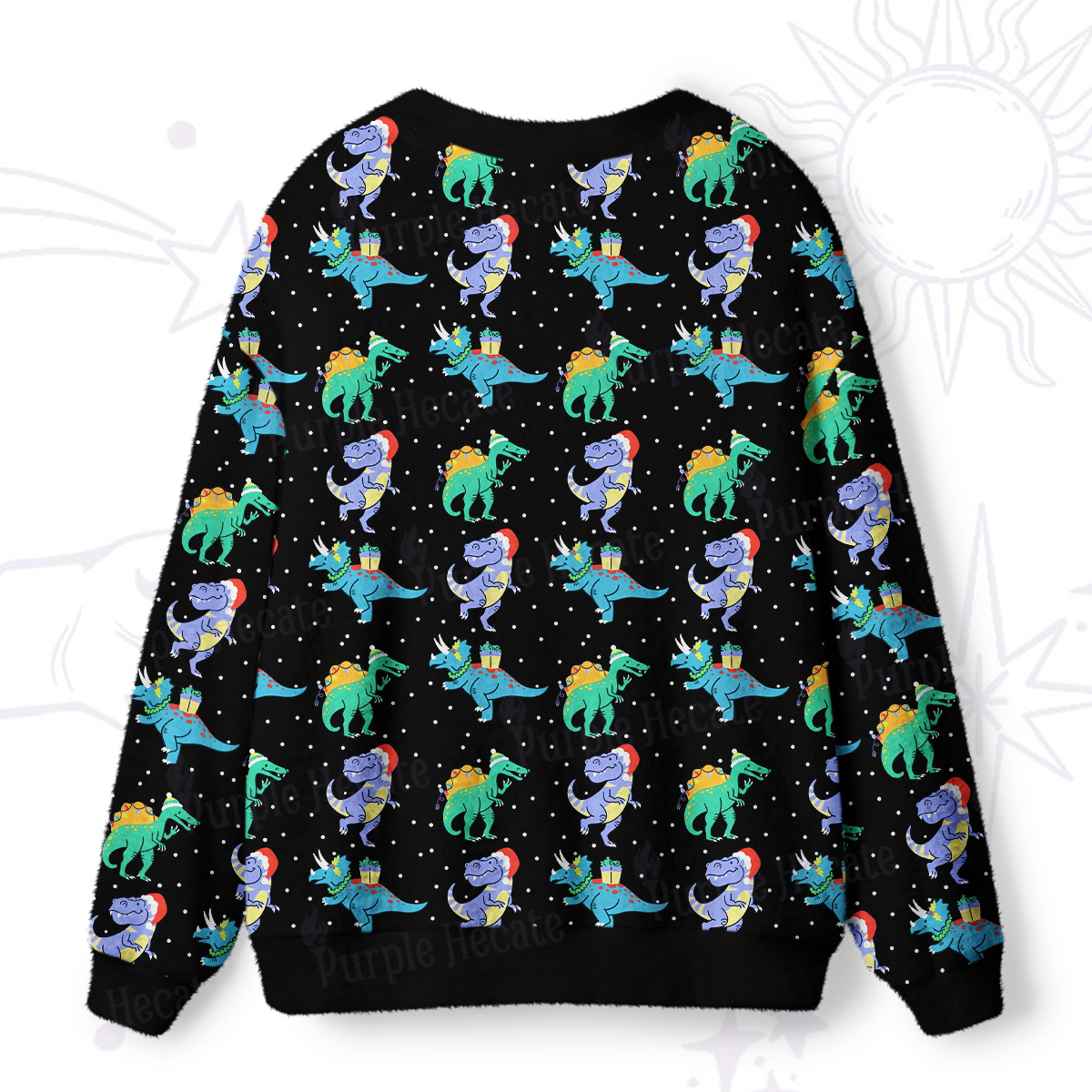 Purplehecate Funny Christmas Dinosaurs Ugly Cardigan Sweaters
