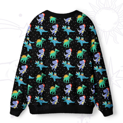 Purplehecate Funny Christmas Dinosaurs Ugly Cardigan Sweaters