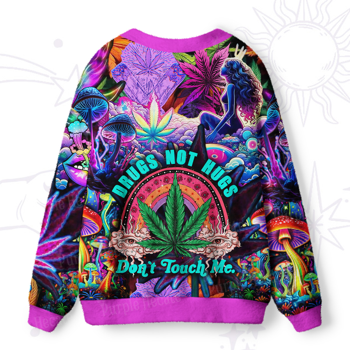 Purplehecate Drugs Not Hugs Don't Touch Me Ugly Cardigan Sweaters