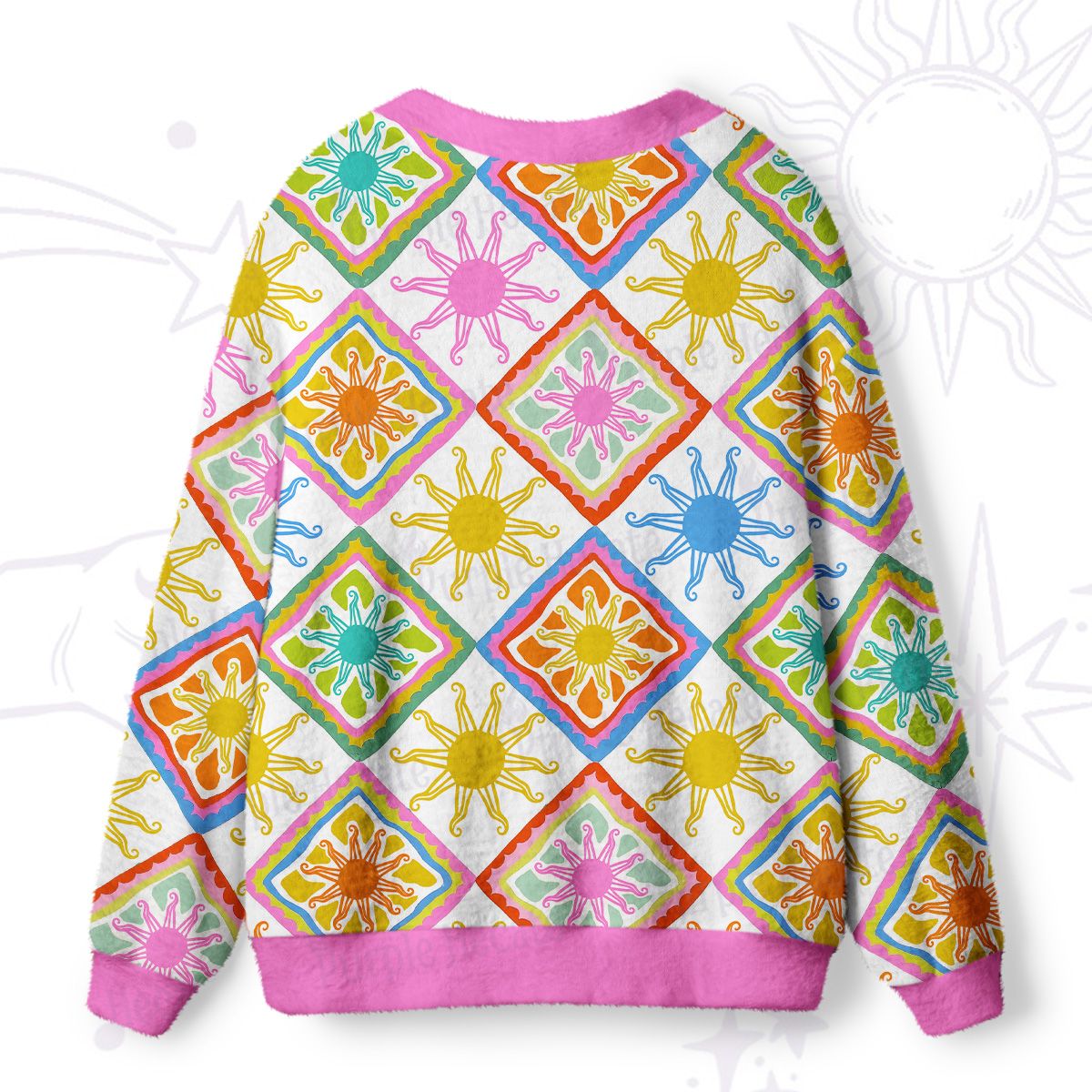 Purplehecate Colorful Sunshine Patchwork Ugly Cardigan Sweaters