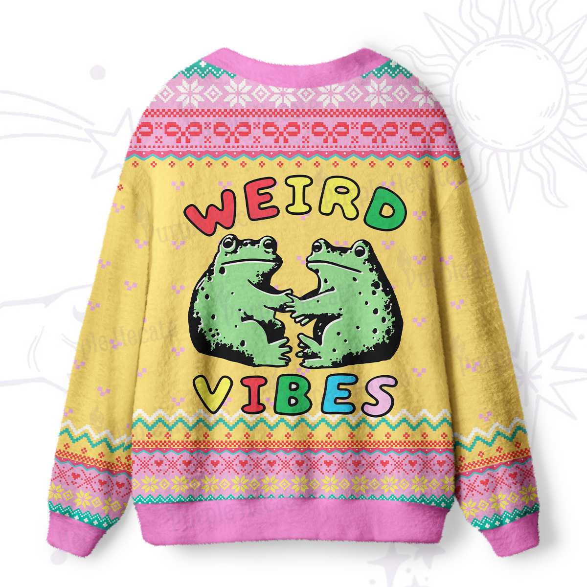 Purplehecate Weird Frog Vibes Ugly Cardigan Sweaters