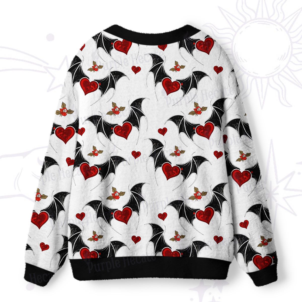 Purplehecate Dark Romance Bat & Heart Ugly Cardigan Sweaters