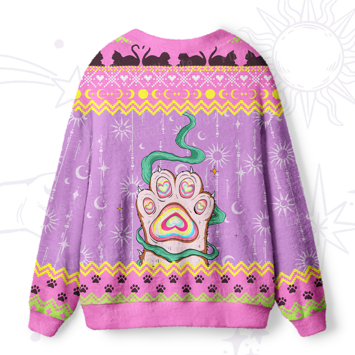 Purplehecate Pastel Cat Paw Magic Ugly Cardigan Sweaters