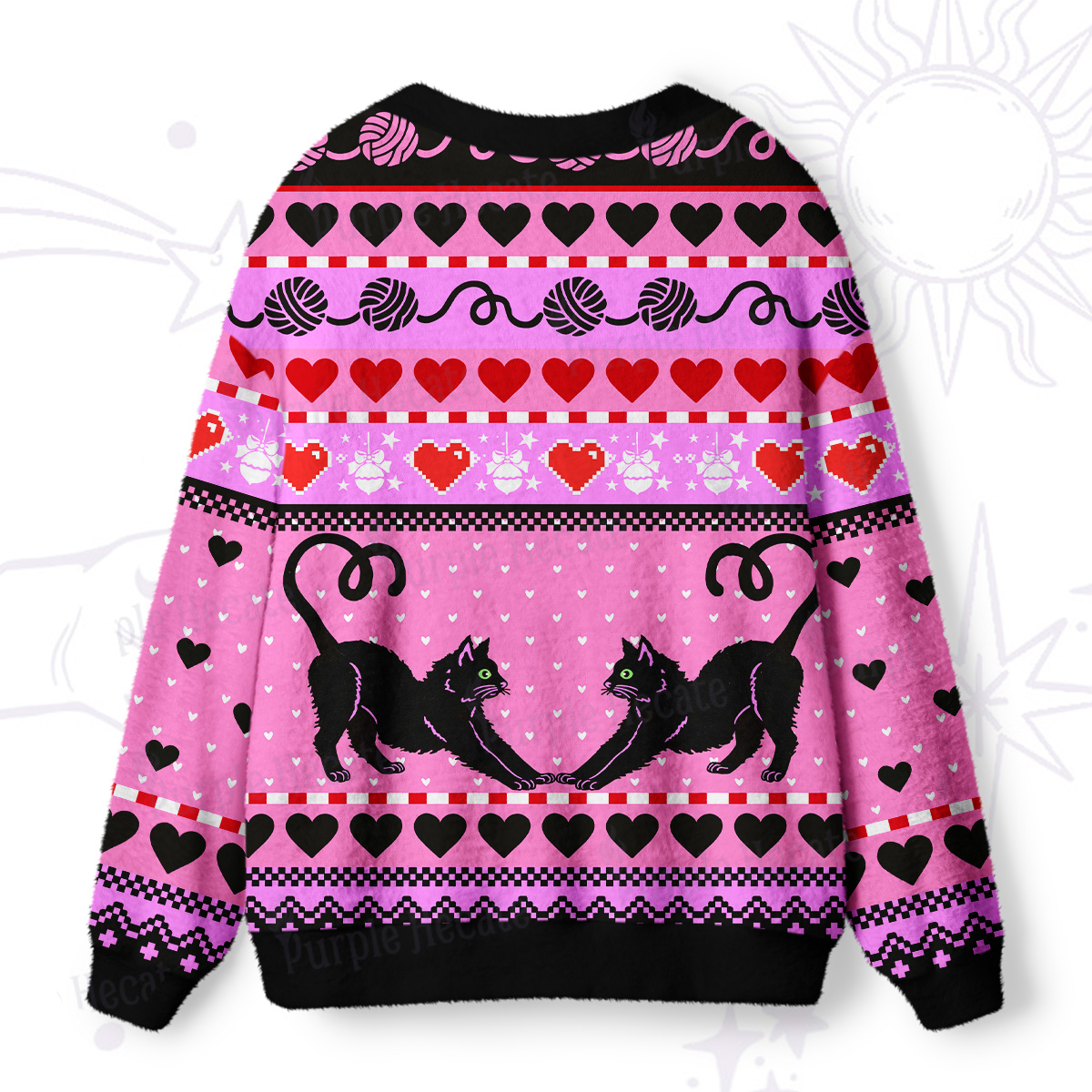 Purplehecate Sweet Black Cat Ugly Cardigan Sweaters