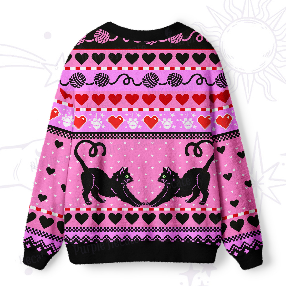 Purplehecate Sweet Black Cat Ugly Cardigan Sweaters