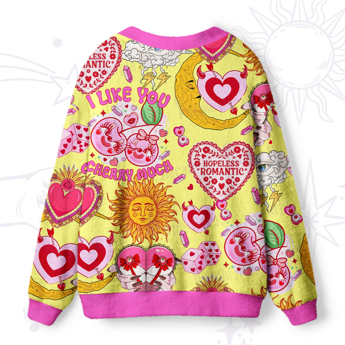 Purplehecate Hopeless Romantic Love Doodle Ugly Cardigan Sweaters