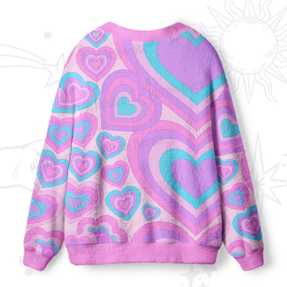 Purplehecate Soft Pastel Love Waves Ugly Cardigan Sweaters