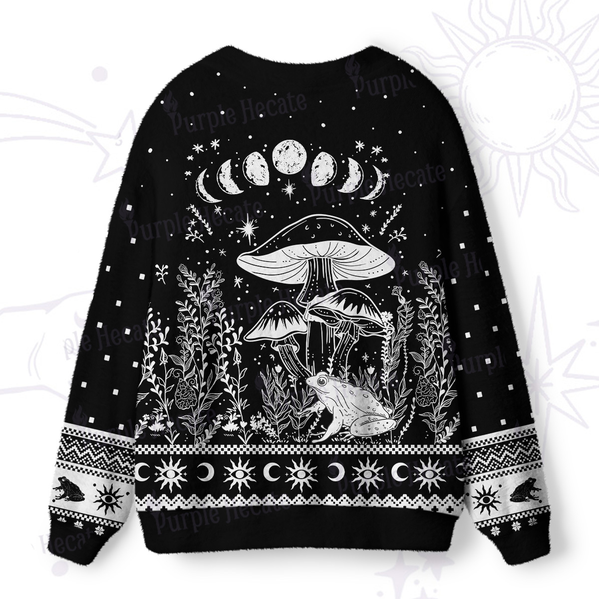 Purplehecate Celestial Frog Mushrooms Ugly Cardigan Sweaters